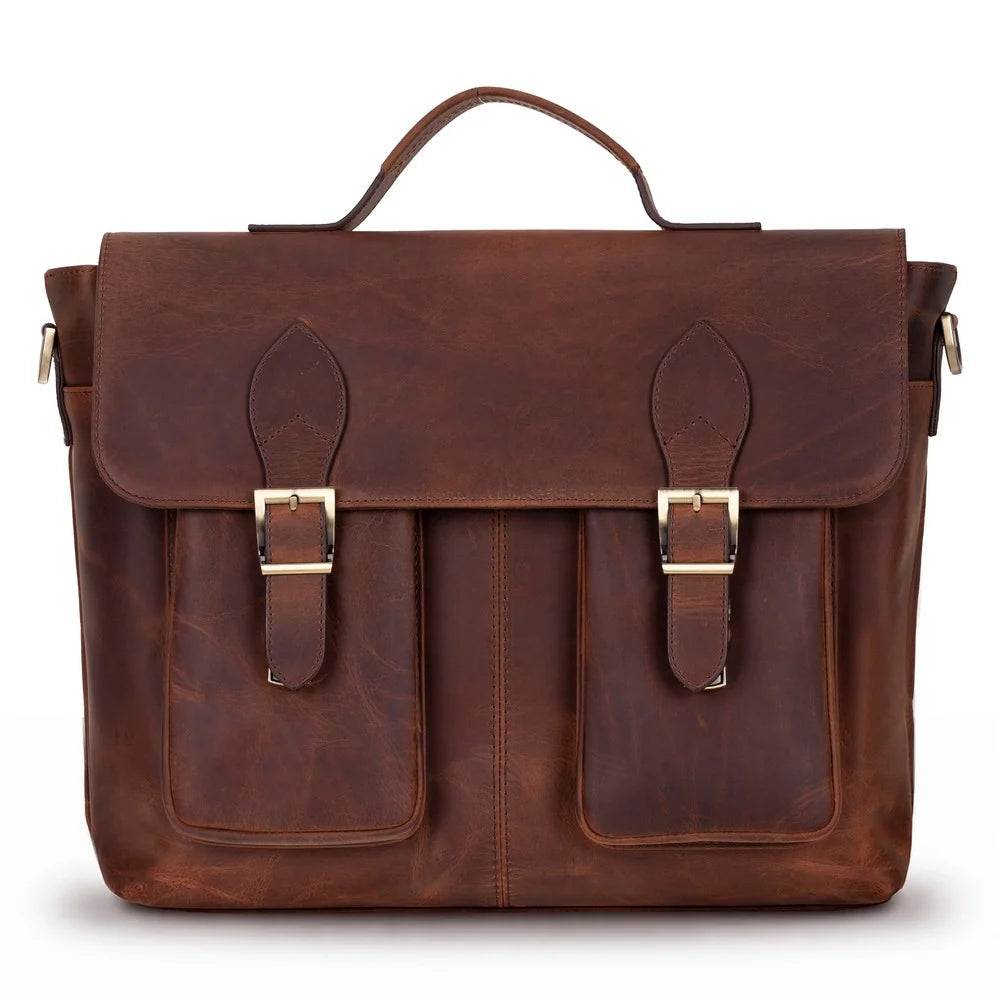 Leather Business Briefcase / Laptop Case - Olympus
