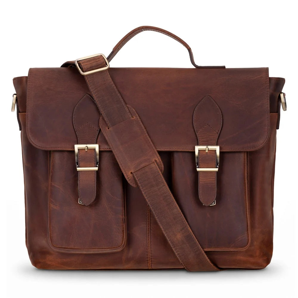 Leather Business Briefcase / Laptop Case - Olympus