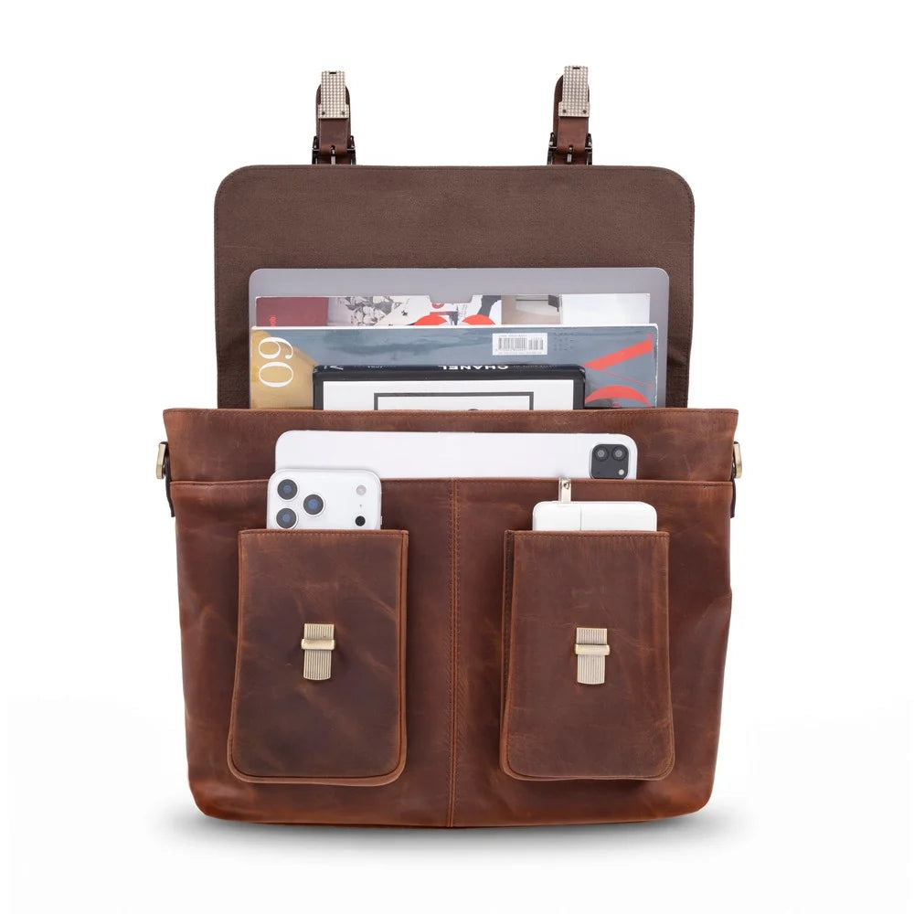 Leather Business Briefcase / Laptop Case - Olympus