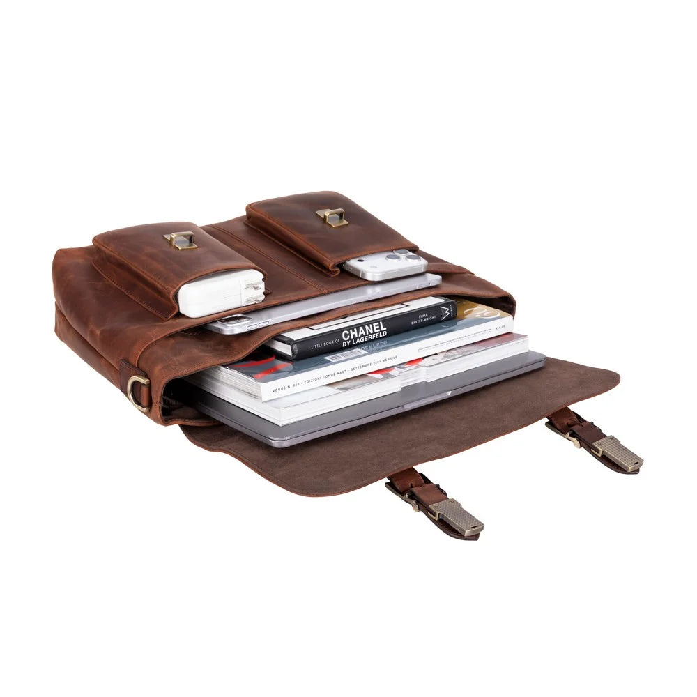Leather Business Briefcase / Laptop Case - Olympus