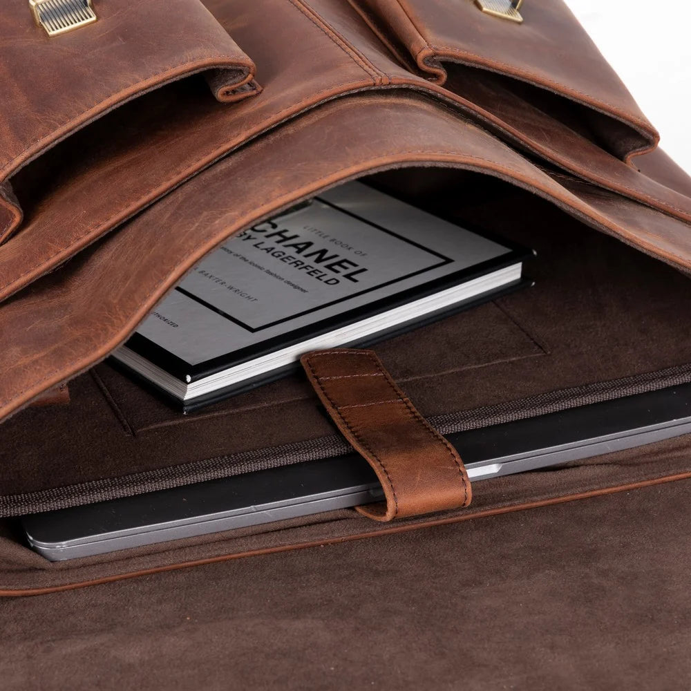 Leather Business Briefcase / Laptop Case - Olympus
