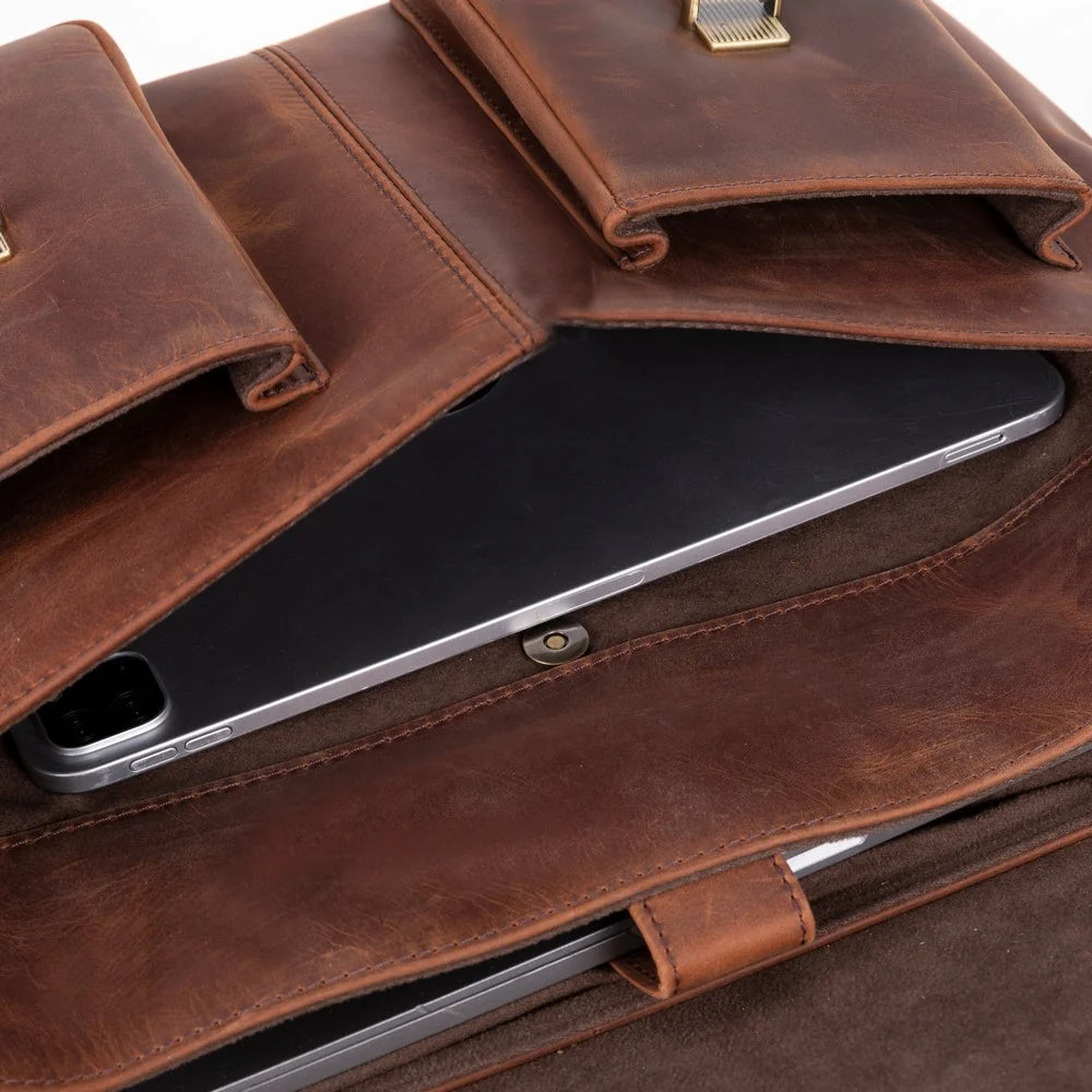 Leather Business Briefcase / Laptop Case - Olympus