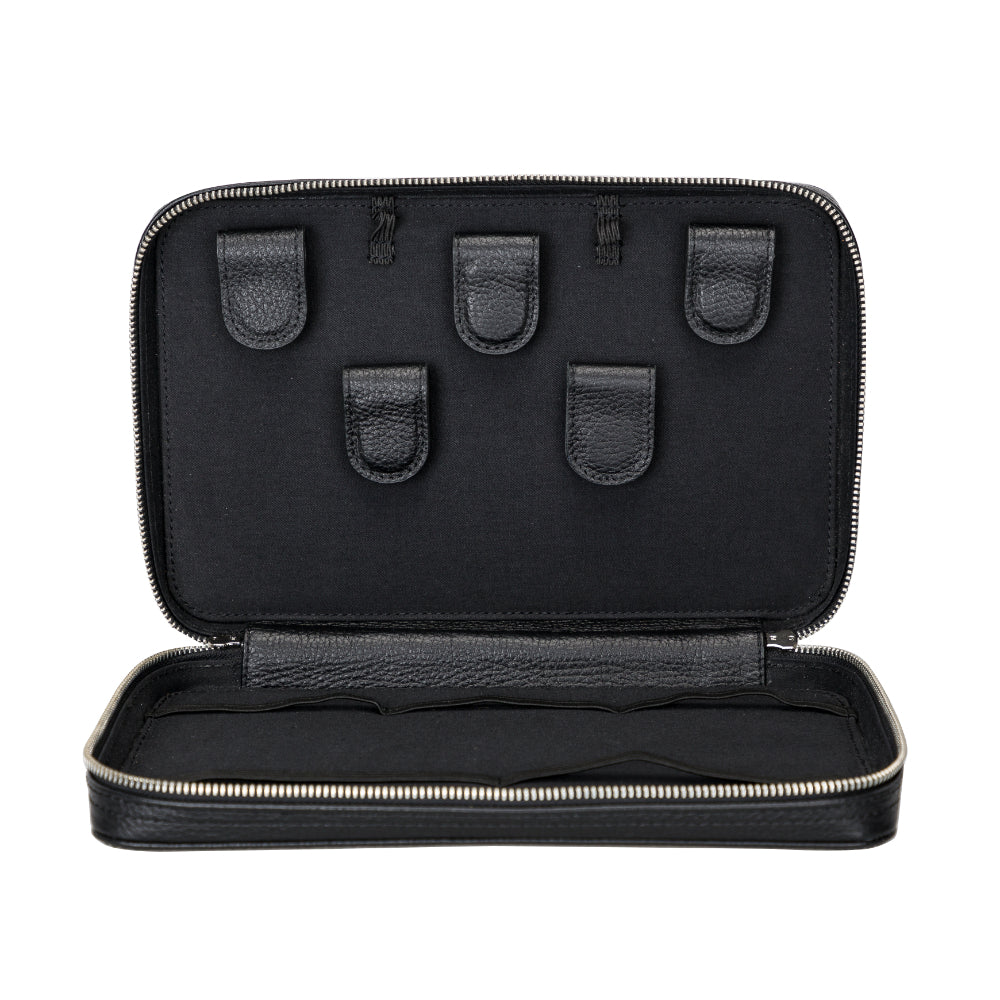 Organiseur de câbles de voyage en cuir véritable